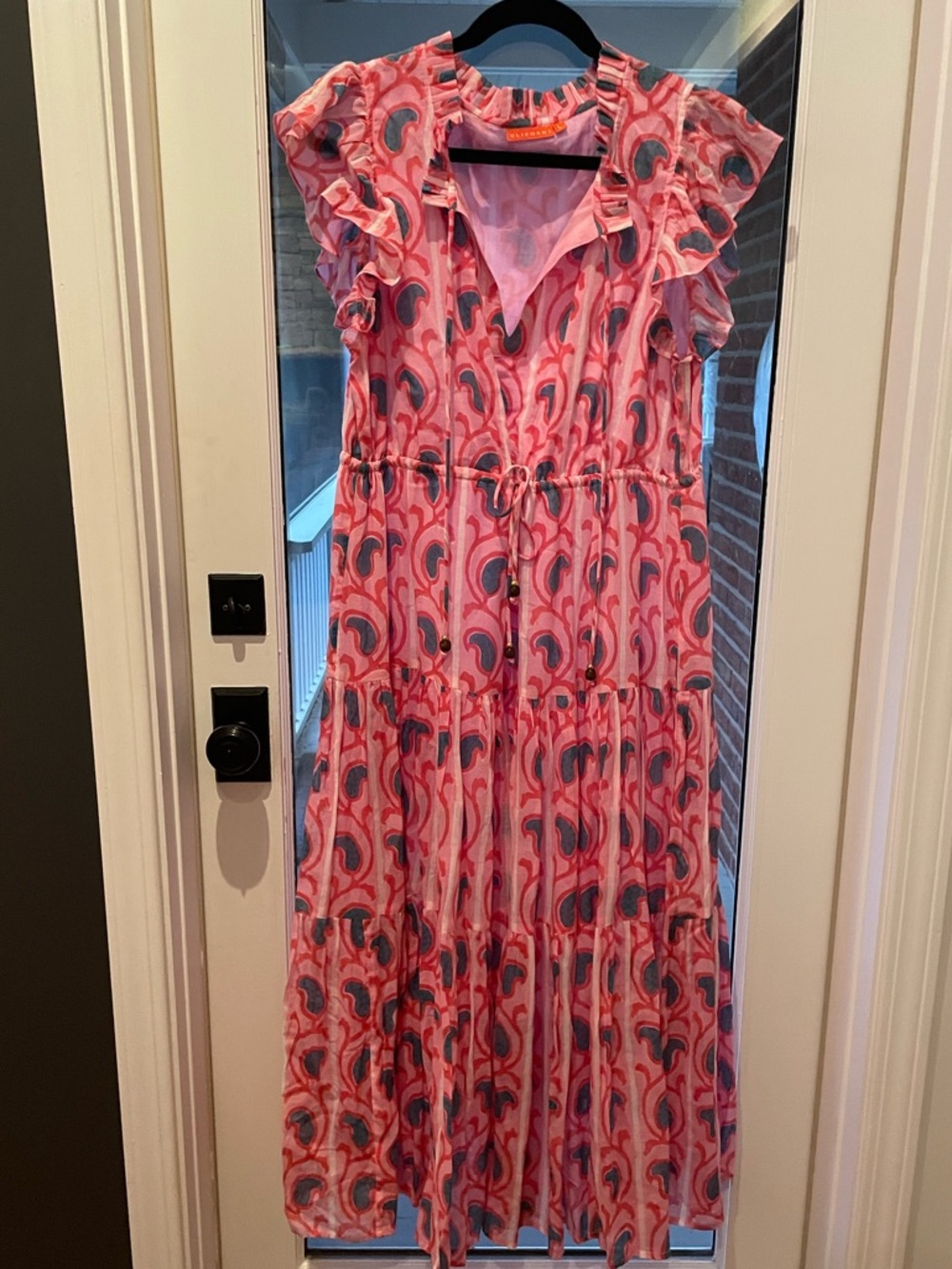 Oliphant Pink Printed Ruffled-Neck Top - Picture 2 of 5